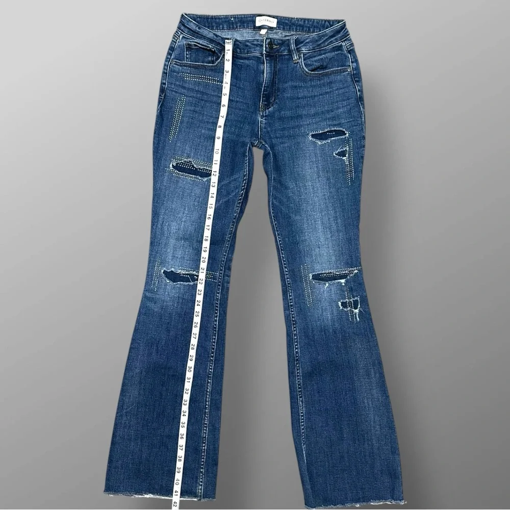 Shyanne Women's Blue Distressed Boot Cut Jeans - Picture 2 of 11